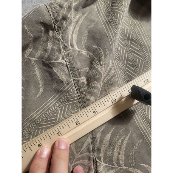 Tommy Bahama Shirt Mens Biege L Hawaiian 100% Silk Aloha Leaves Camp Tropical - Picture 8 of 13